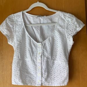 Hollister White button up crop top never worn!